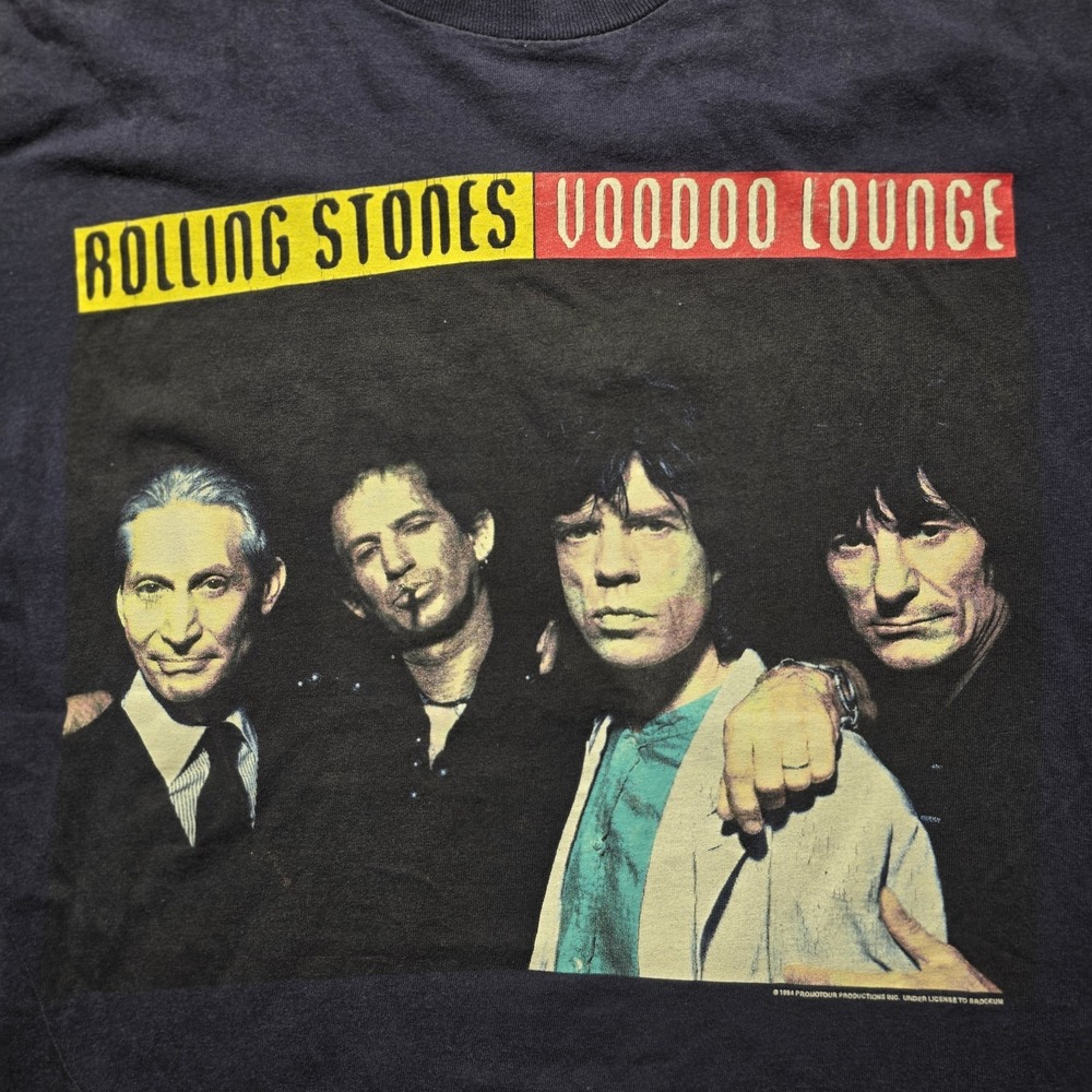 Vintage Rolling Stones Voodoo Lounge Tour 94/95 T-Shirt Men's L Blue USA Brockum